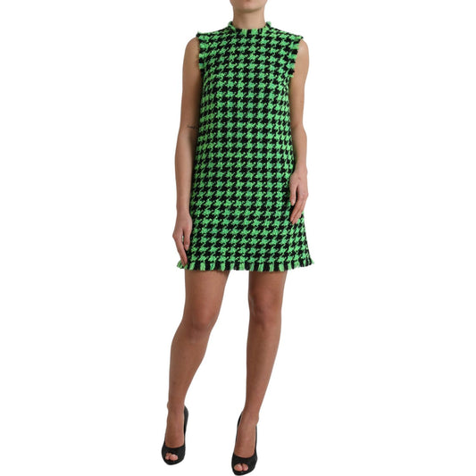 Elegant Houndstooth Knitted Mini Dress