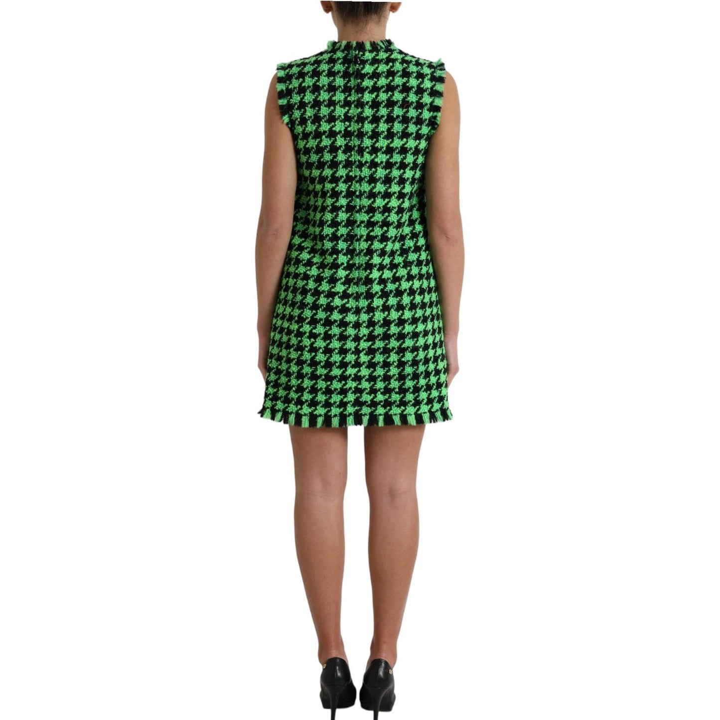 Elegant Houndstooth Knitted Mini Dress