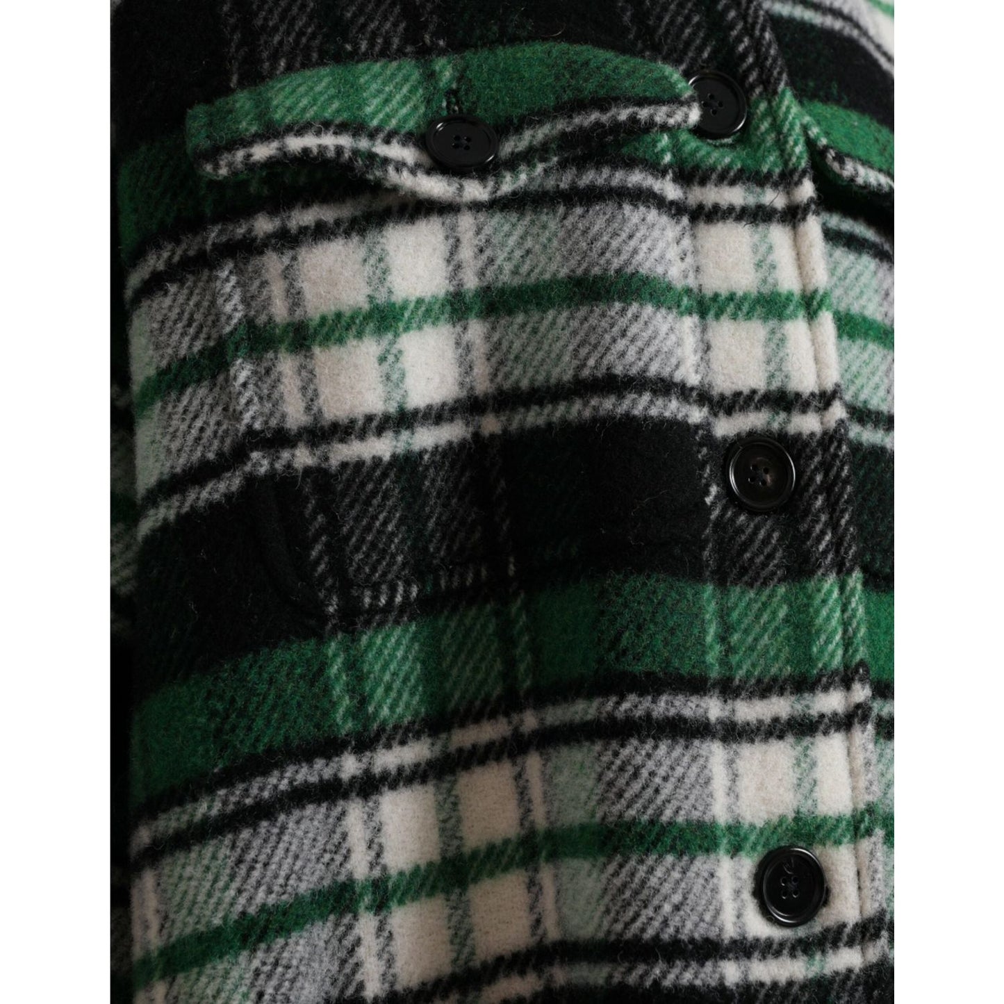 Elegant Green Plaid Long Coat