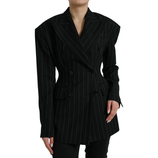 Elegant Striped Virgin Wool Blazer