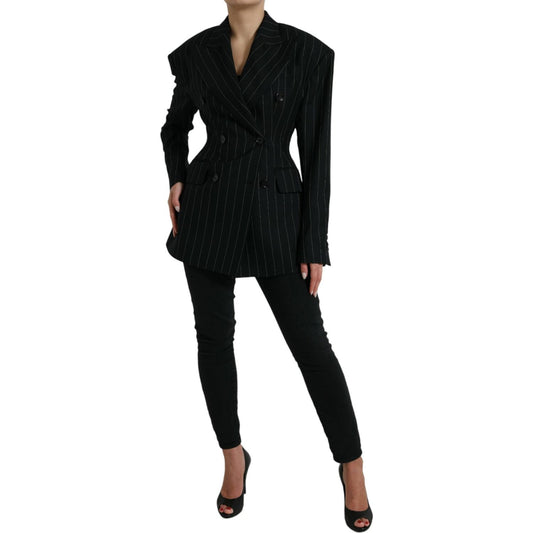 Elegant Striped Virgin Wool Blazer