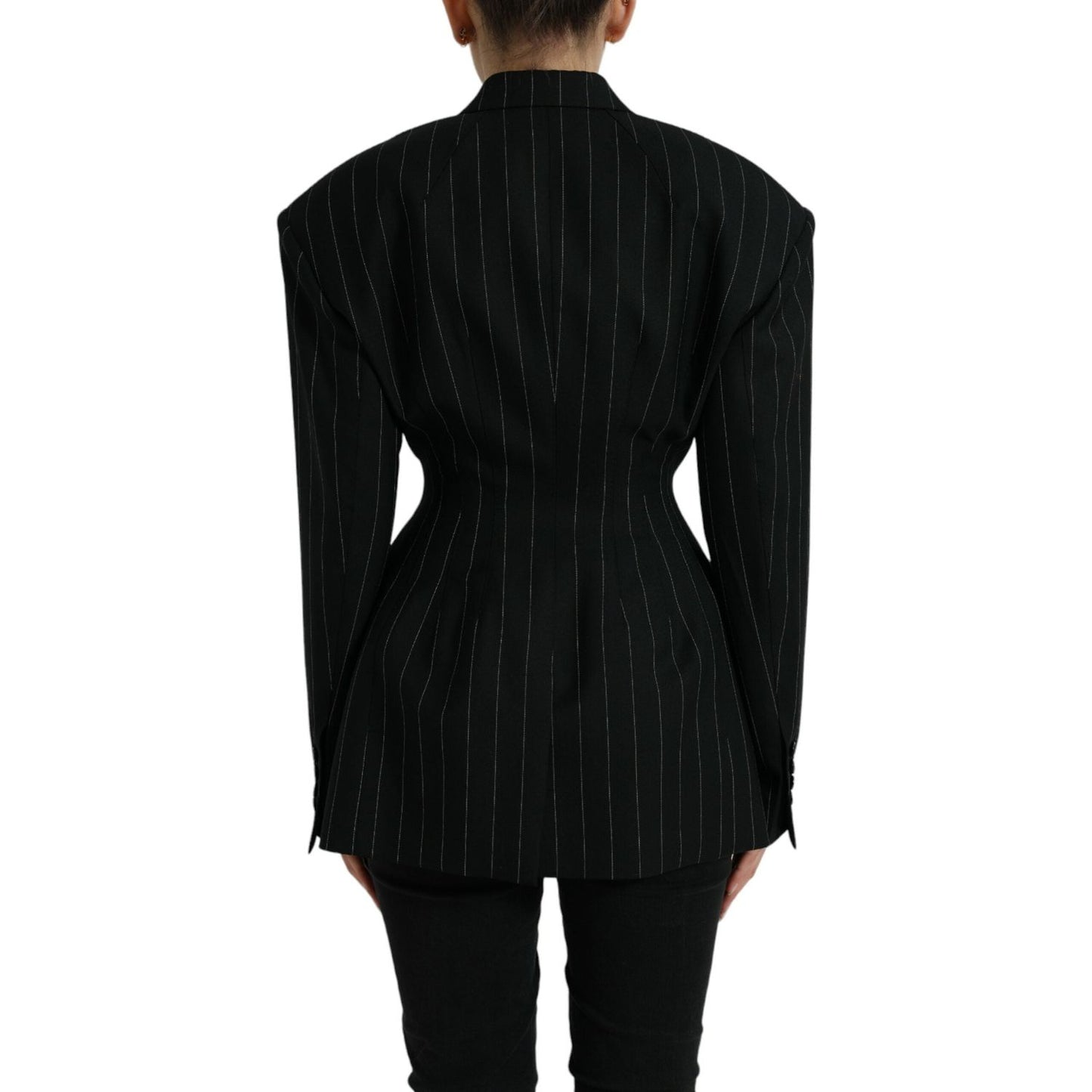 Elegant Striped Virgin Wool Blazer