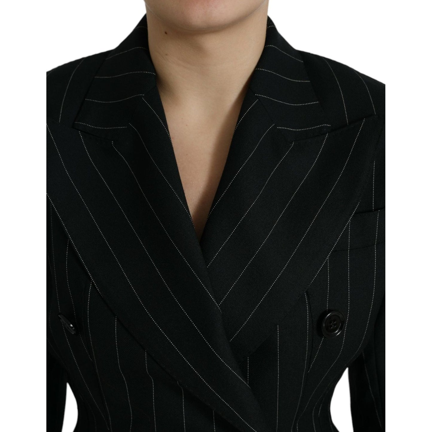 Elegant Striped Virgin Wool Blazer