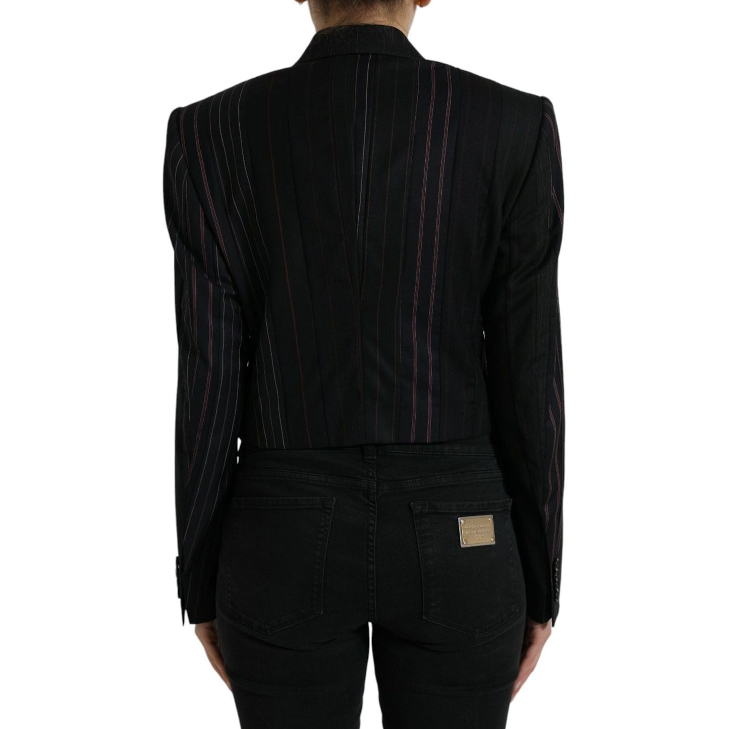 Elegant Striped Double Breasted Wool Blazer