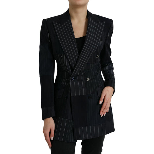 Elegant Striped Virgin Wool Blazer