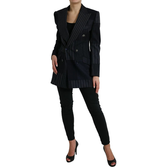 Elegant Striped Virgin Wool Blazer