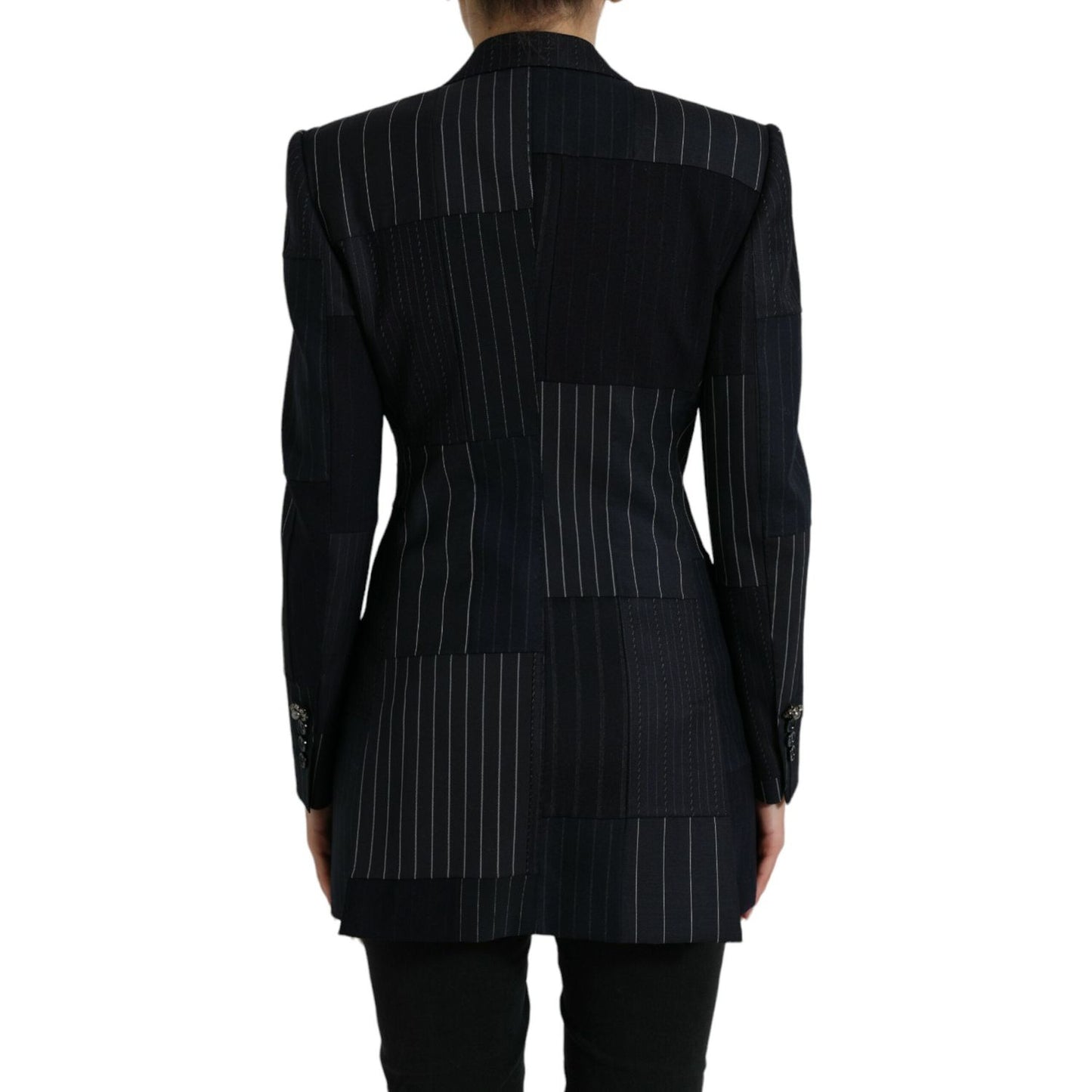 Elegant Striped Virgin Wool Blazer