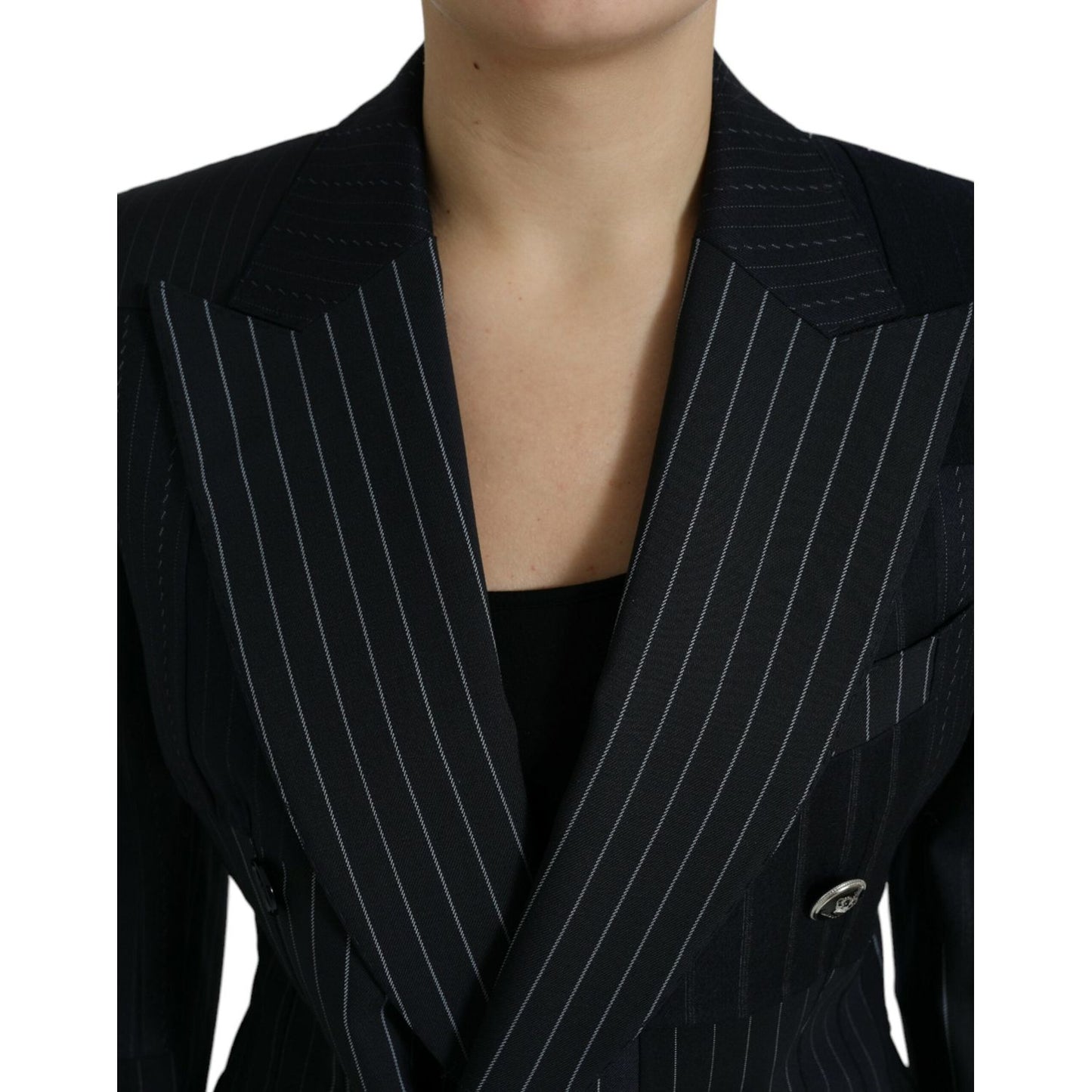 Elegant Striped Virgin Wool Blazer