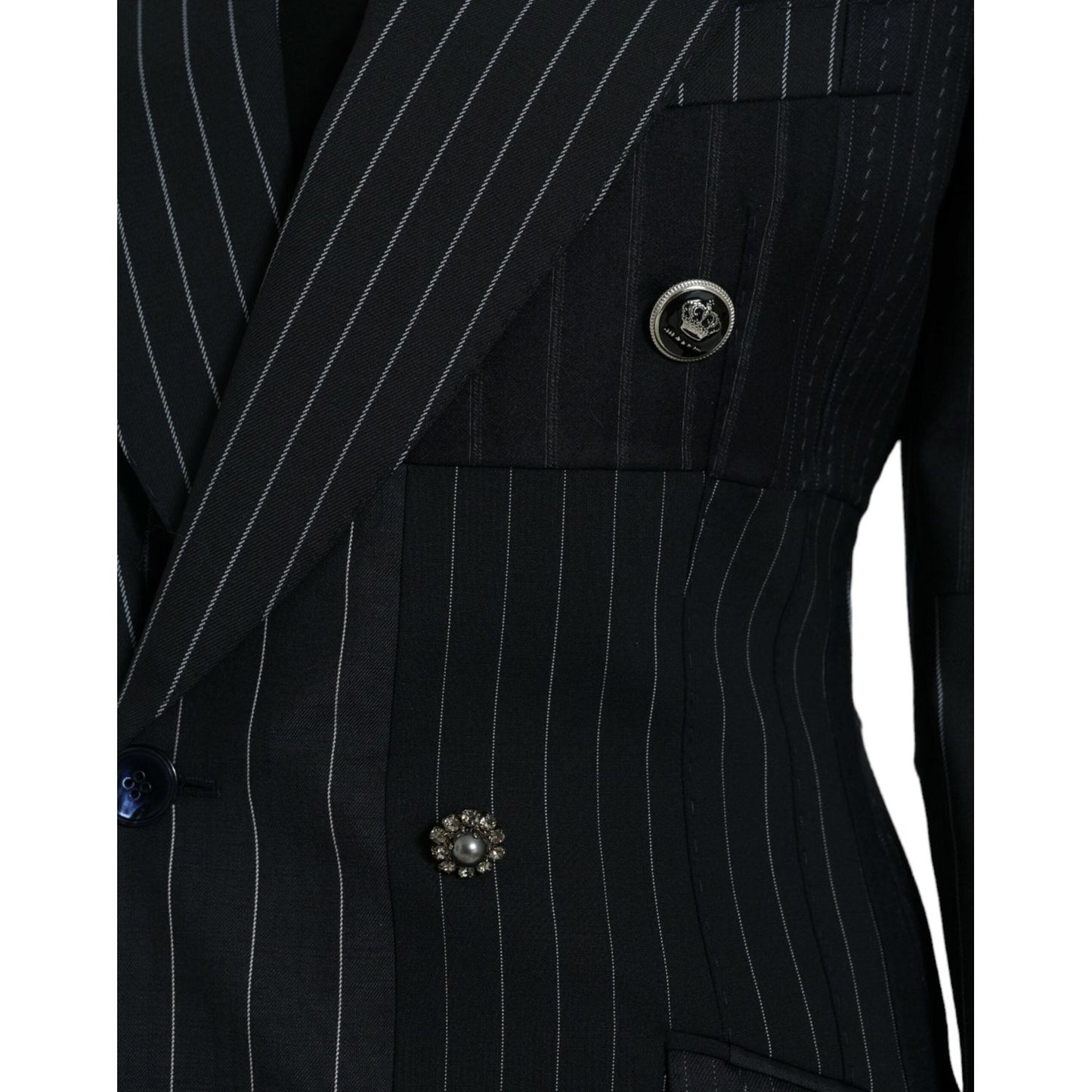 Elegant Striped Virgin Wool Blazer