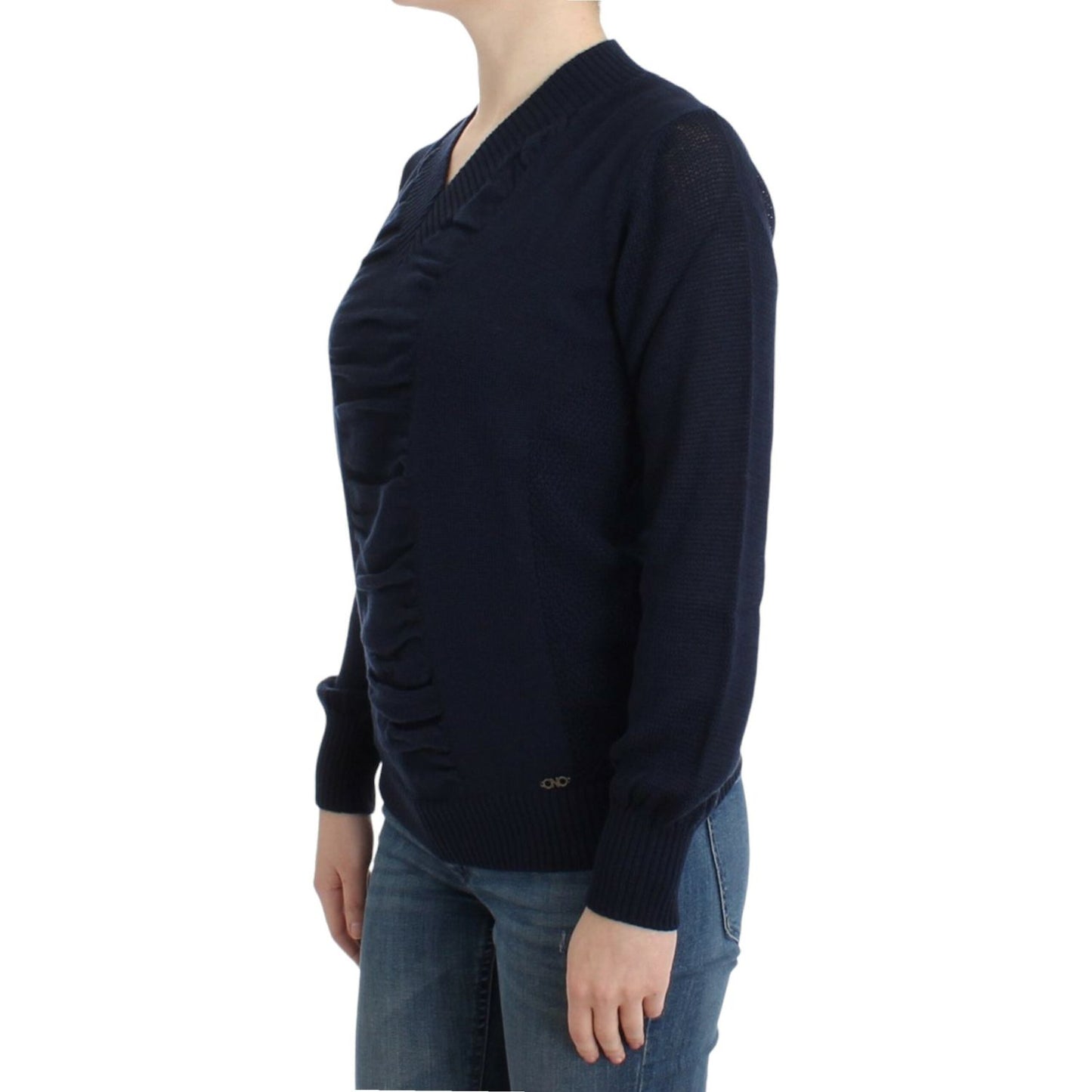 Costume National Dark blue V-neck wool sweater