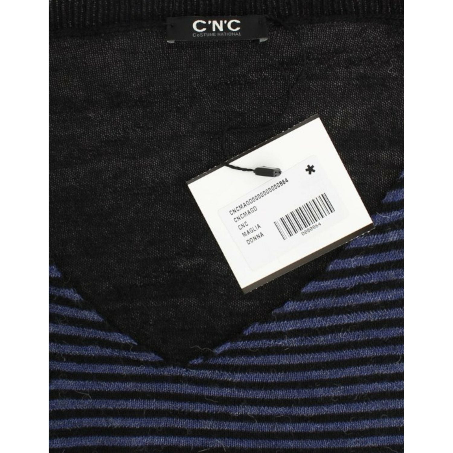Costume National Black striped V-neck sweater