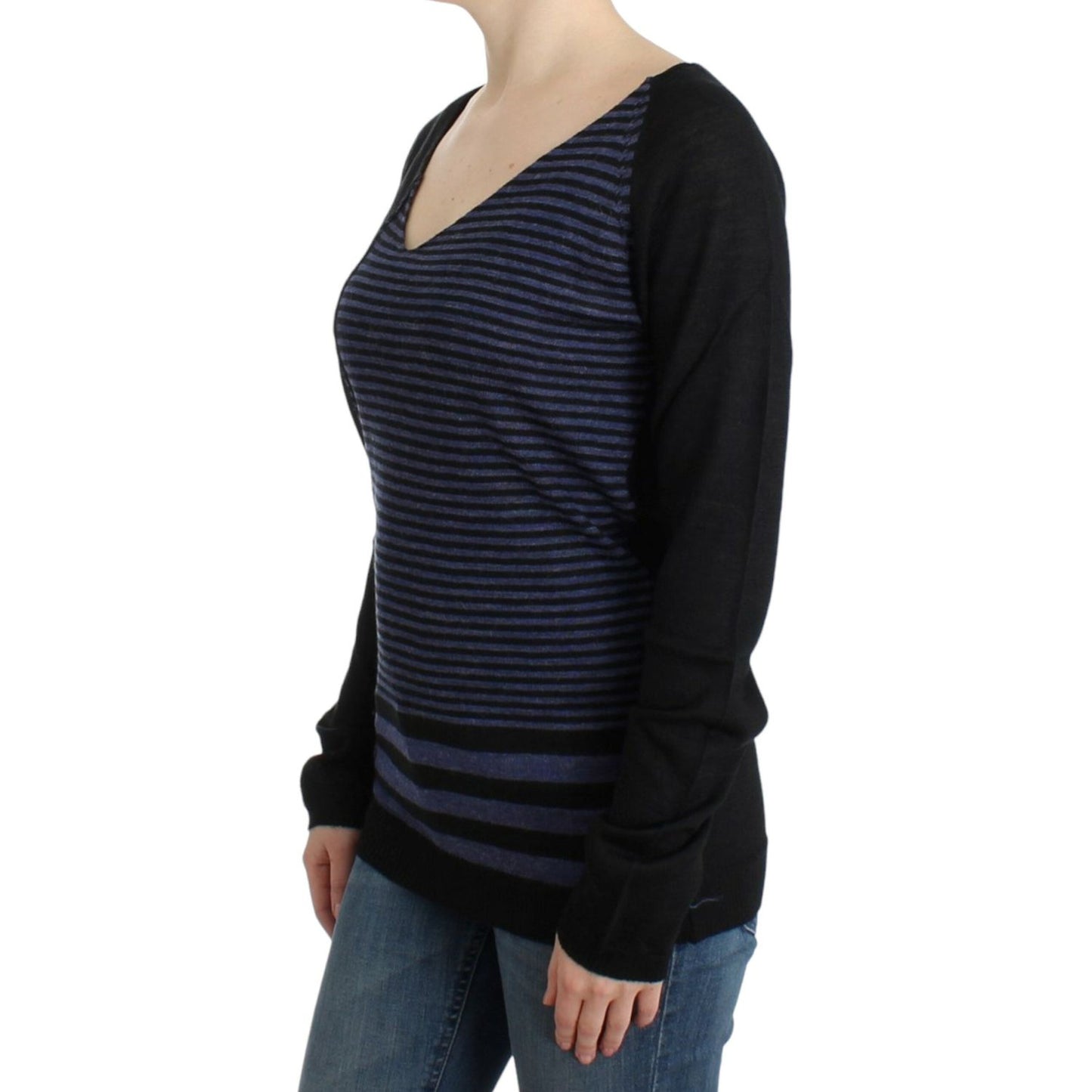 Striped V-Neck Luxury Sweater