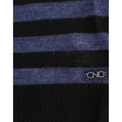 Costume National Black striped V-neck sweater