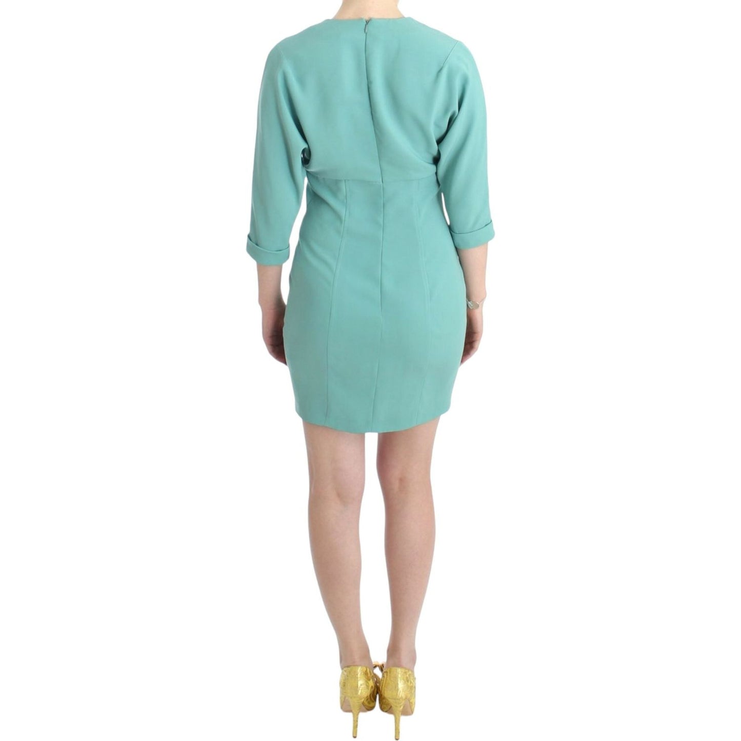 Elegant Green V-Neck Midi Dress