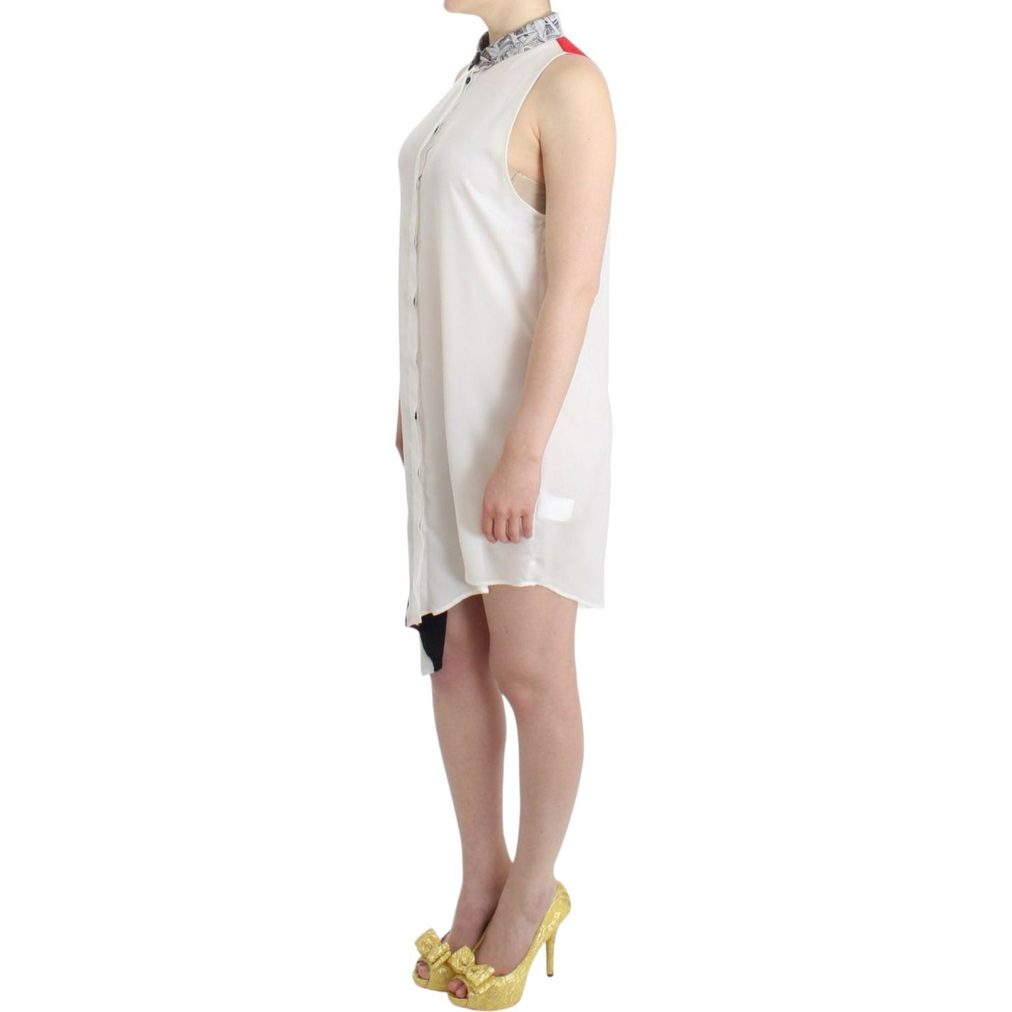 Asymmetric Hem Button-Up Shirt Dress