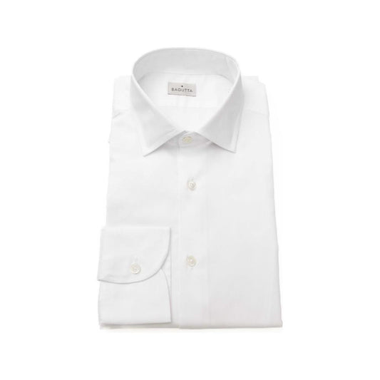 Sleek White Slim Fit French Collar Shirt