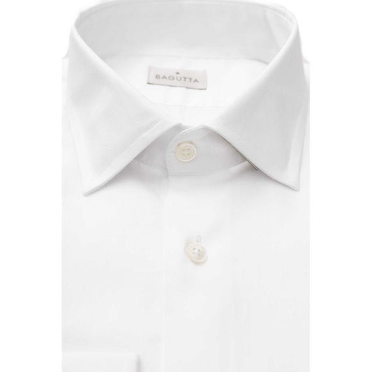 Sleek White Slim Fit French Collar Shirt