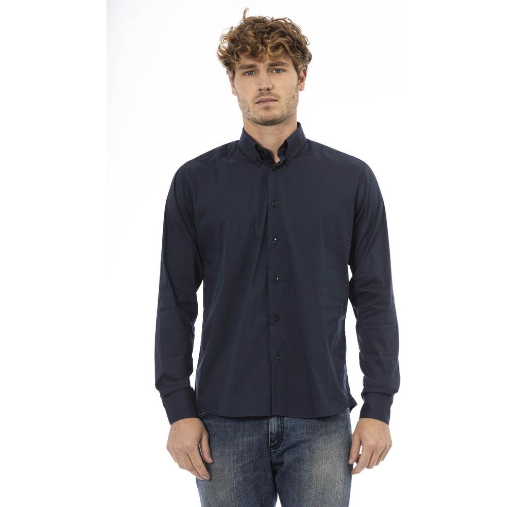 Elegant Blue Cotton Blend Shirt