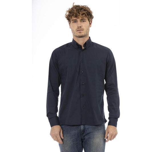 Elegant Blue Cotton Blend Shirt