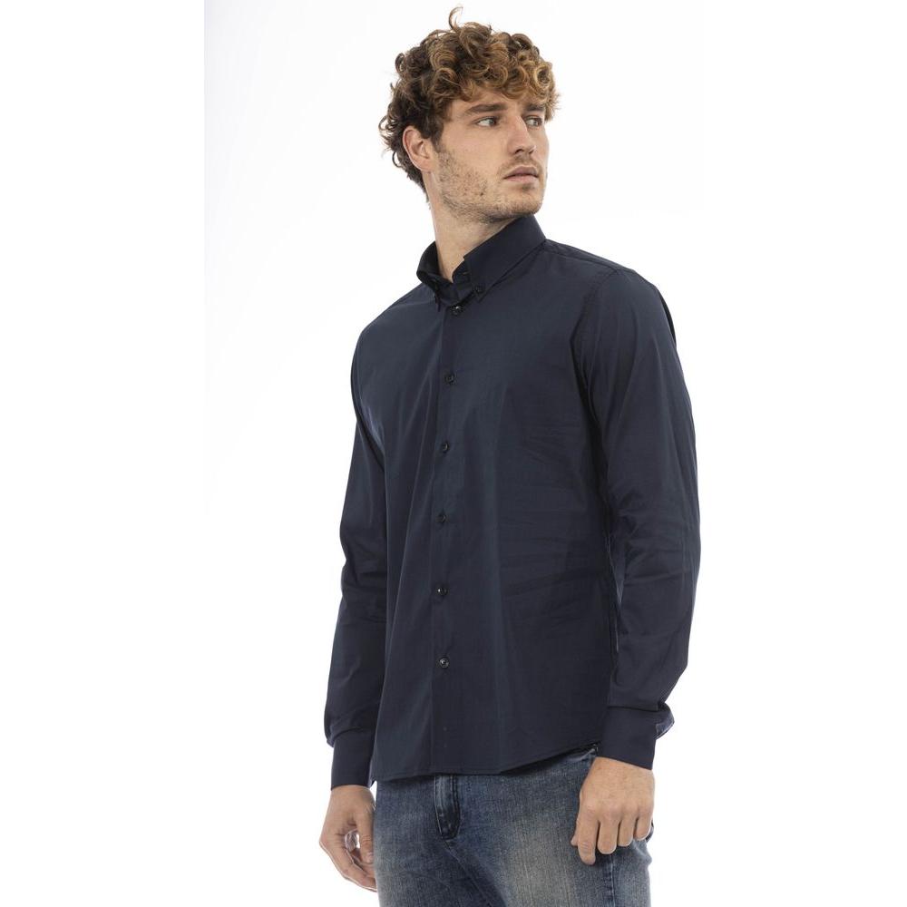 Elegant Blue Cotton Blend Shirt