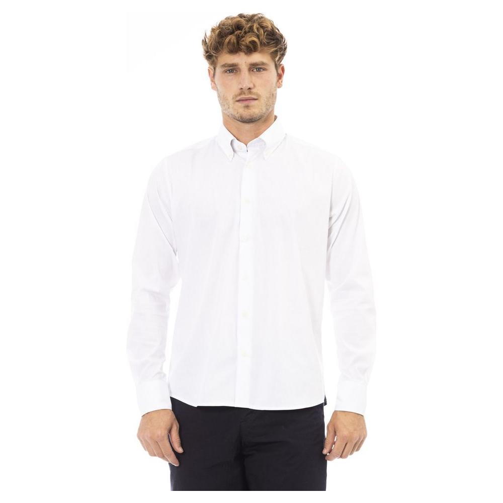 Crisp White Cotton Blend Shirt