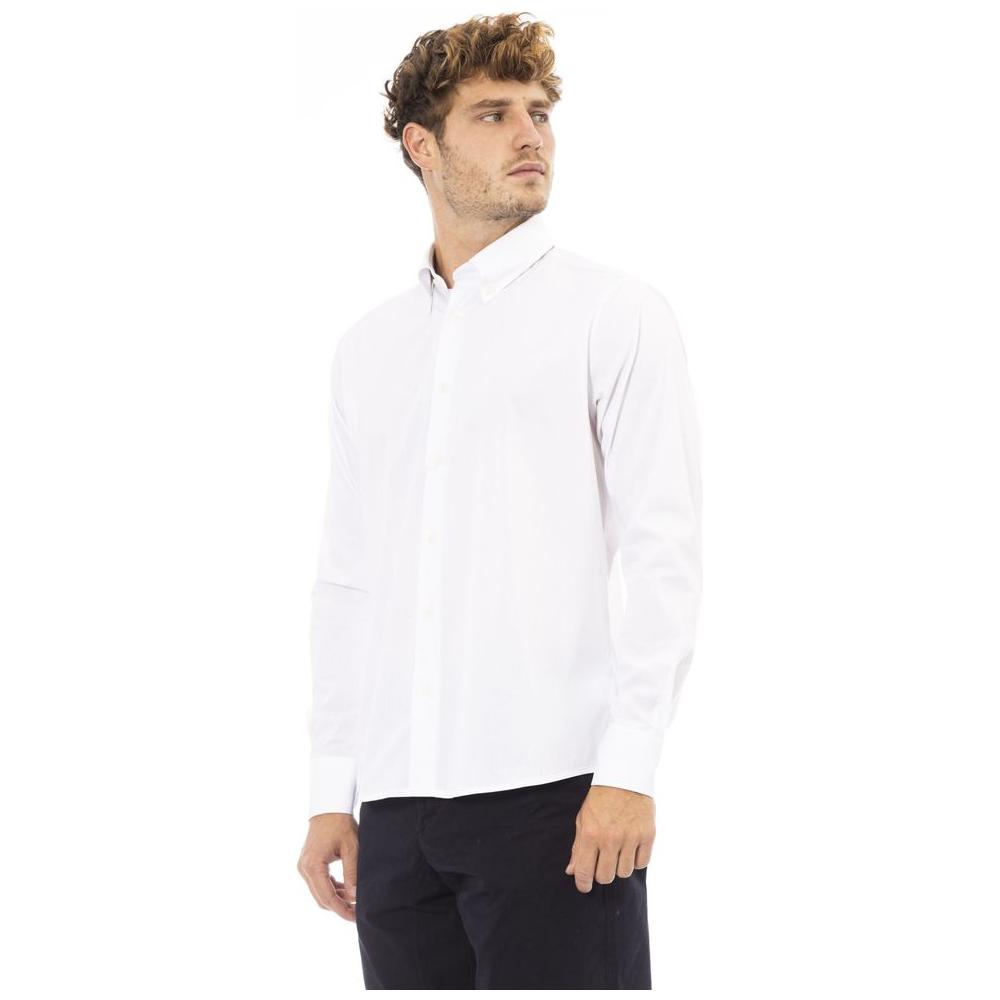 Crisp White Cotton Blend Shirt