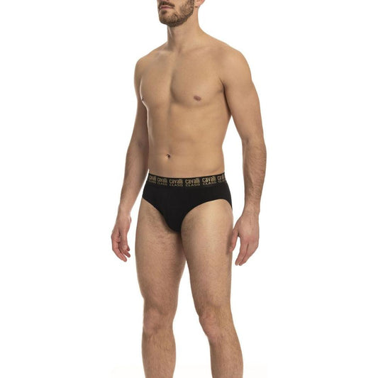 Elegant Black Logo Band Briefs Duo