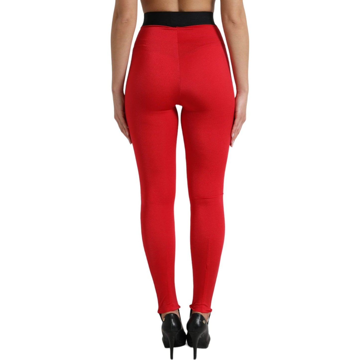 Elegant High Waist Red Leggings