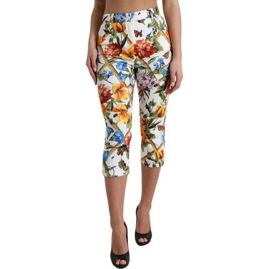 Floral High Waist Cropped Fashion Pants