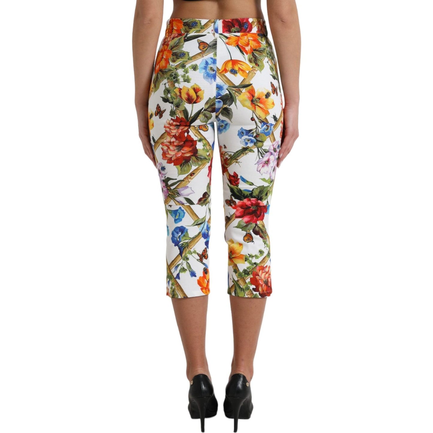 Floral High Waist Cropped Fashion Pants