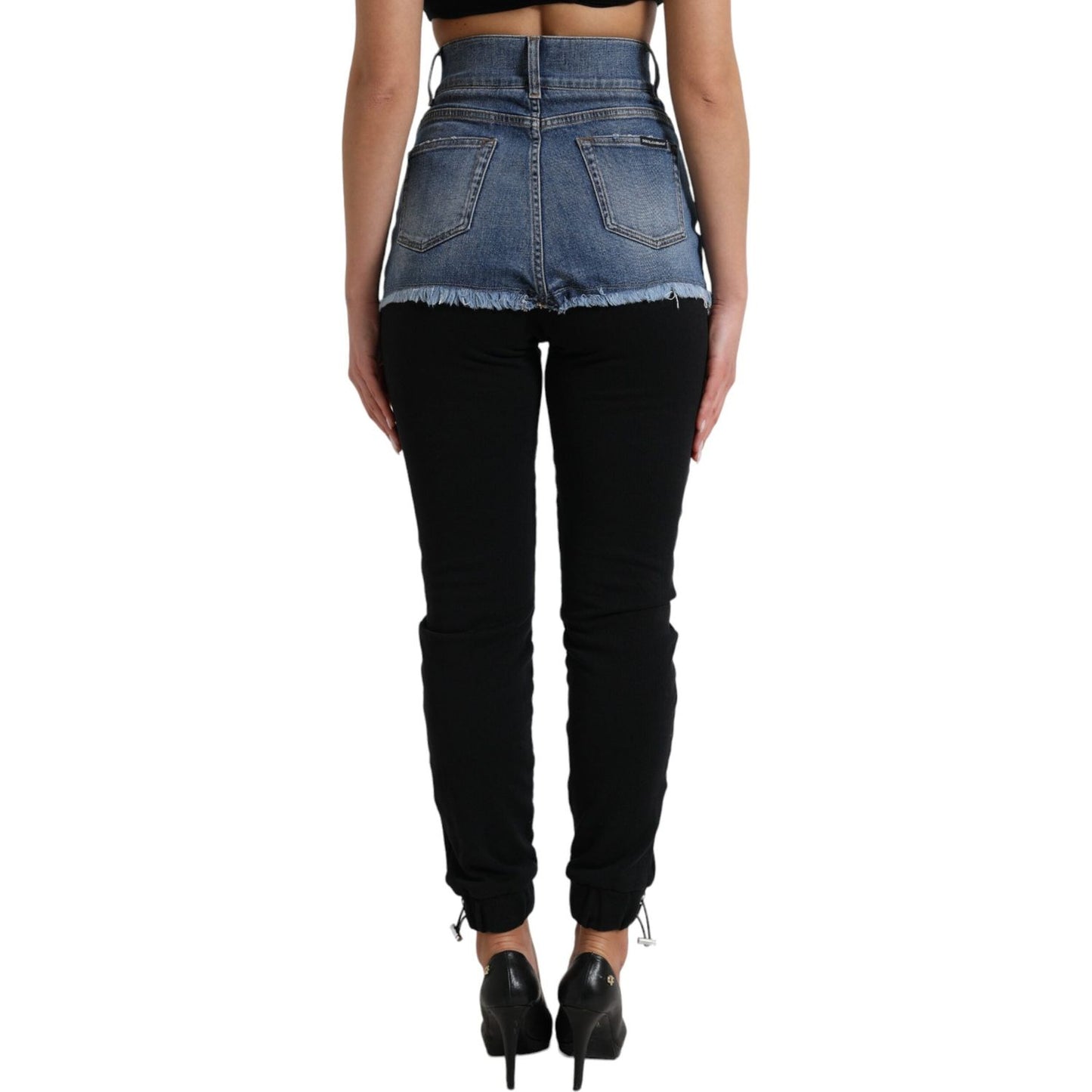 Chic High Waist Skinny Pants with Denim Shorts