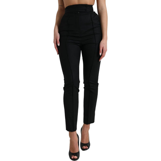 Elegant High Waist Tapered Wool Pants