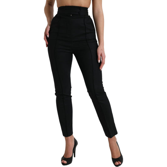 Elegant High Waist Tapered Wool Pants