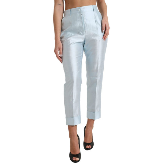 Chic Sky Blue High Waist Cropped Pants