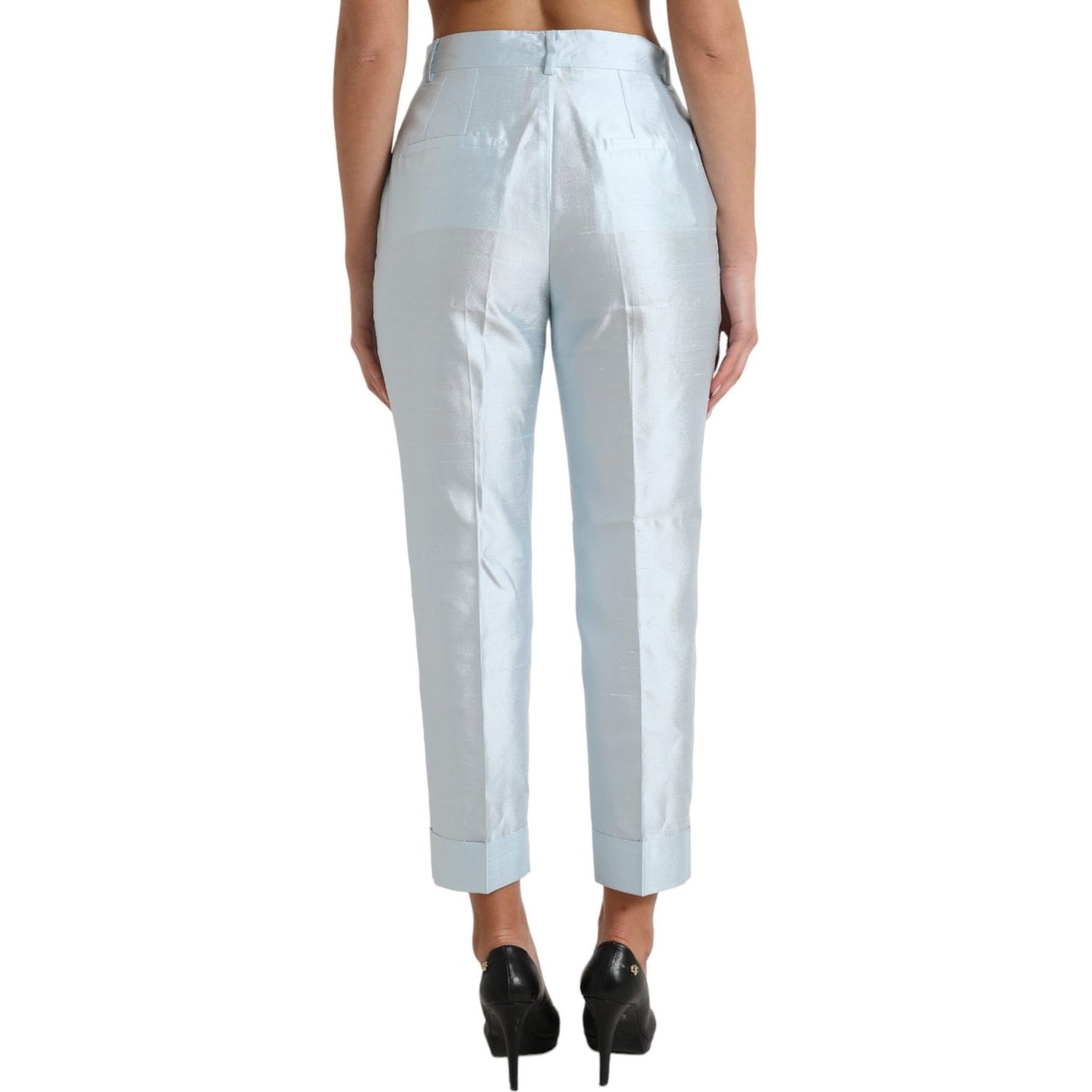 Chic Sky Blue High Waist Cropped Pants