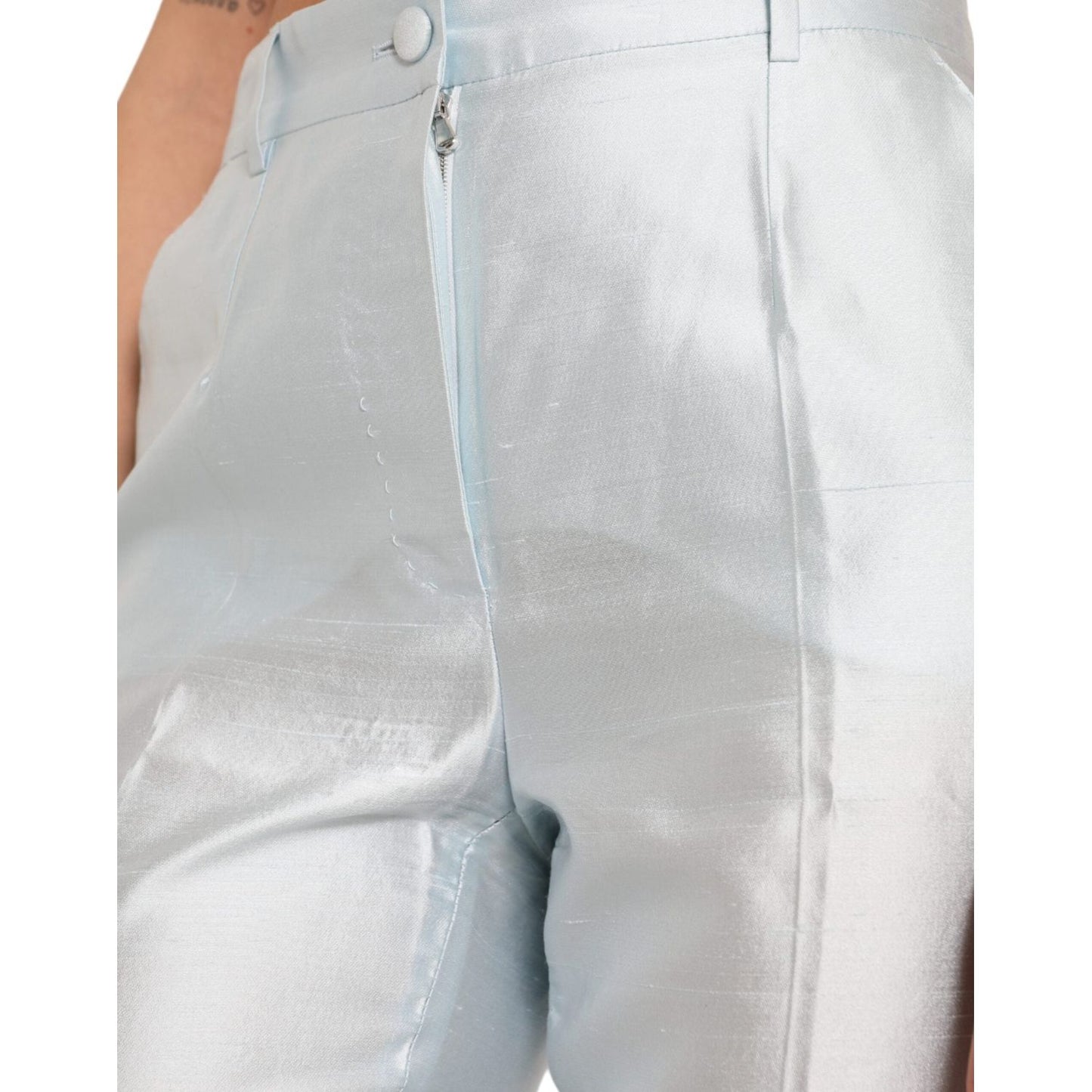 Chic Sky Blue High Waist Cropped Pants