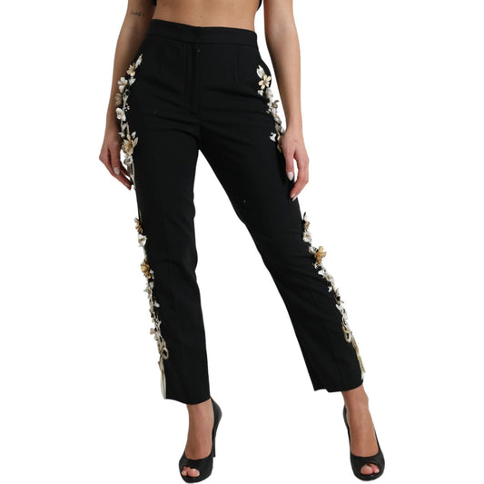 Elegant High Waist Floral Tapered Pants