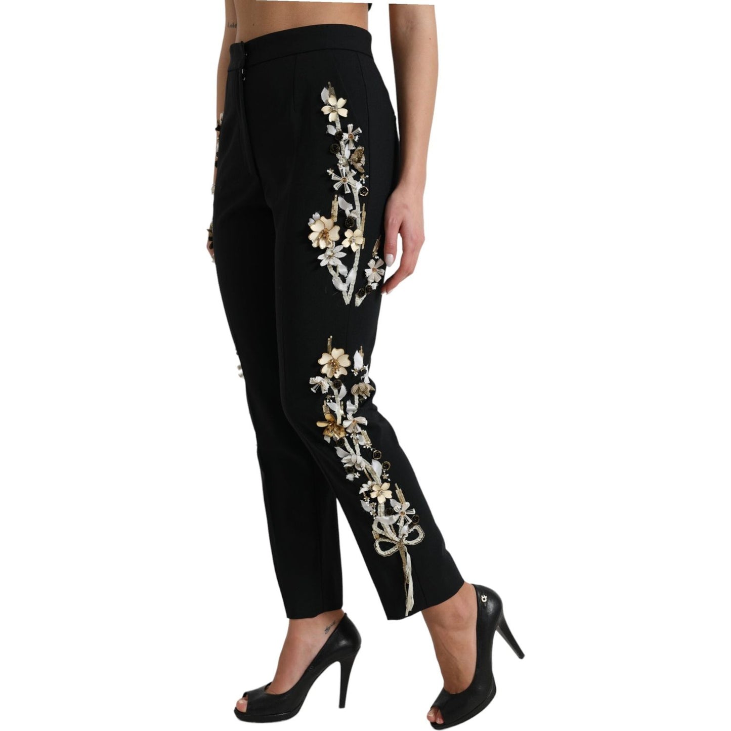 Elegant High Waist Floral Tapered Pants