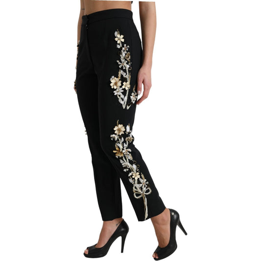 Dolce & Gabbana Elegant High Waist Floral Tapered Pants Dolce & Gabbana