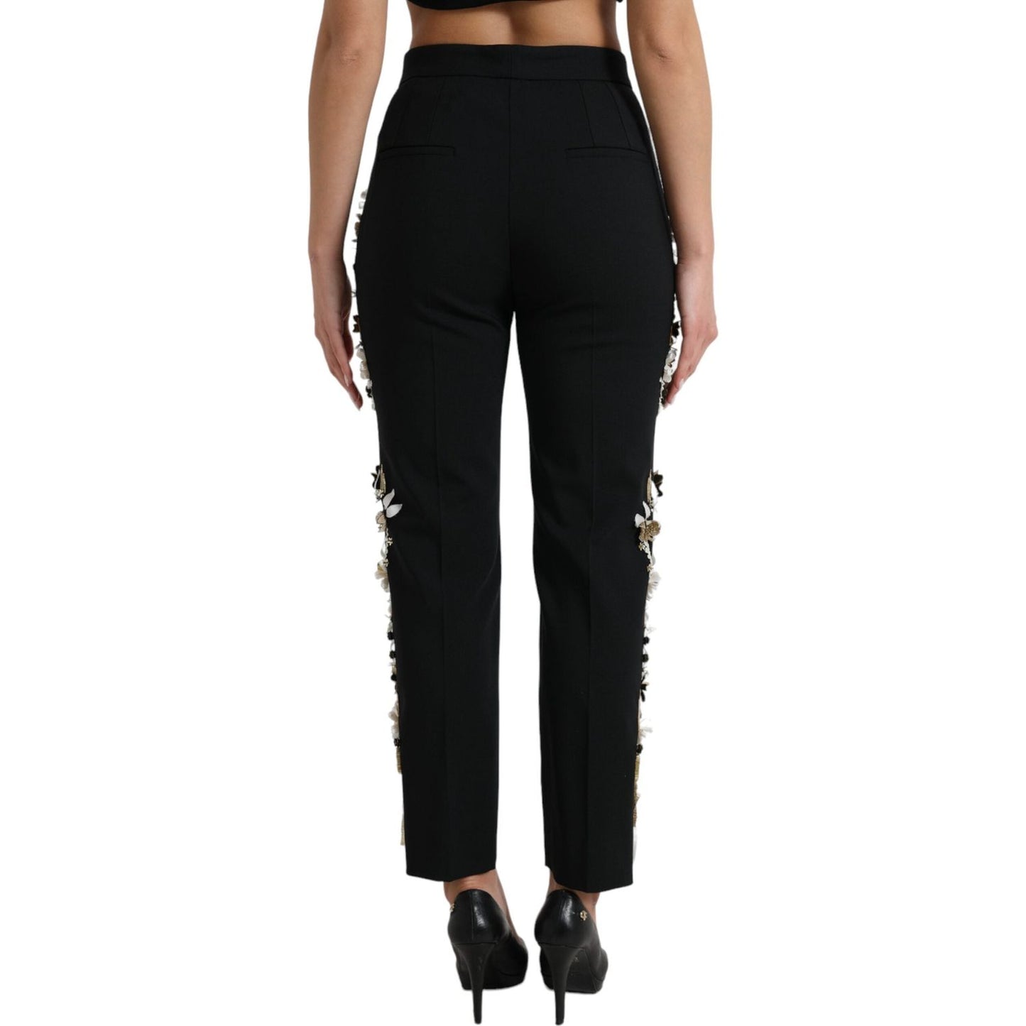 Elegant High Waist Floral Tapered Pants