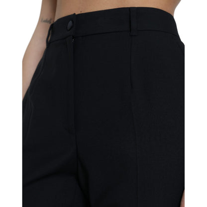 Dolce & Gabbana Black Wool High Waist Straight Pants