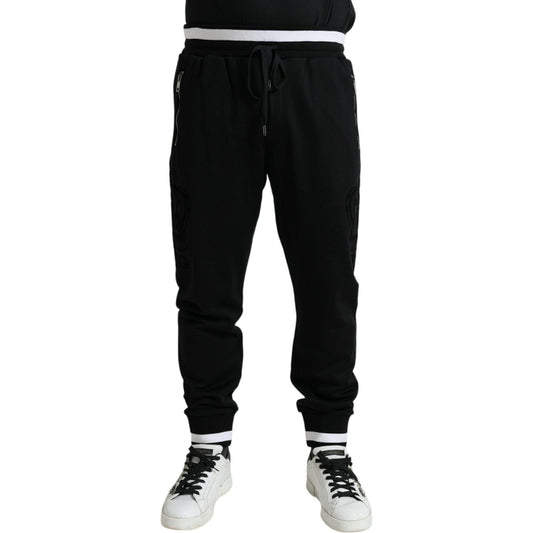 Elegant Black and White Cotton Joggers