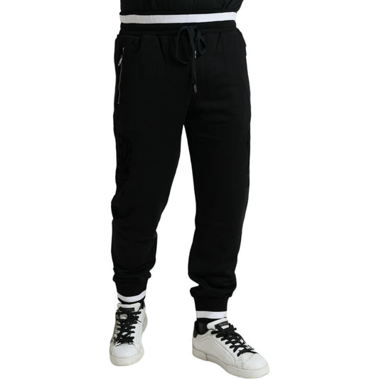 Elegant Black and White Cotton Joggers