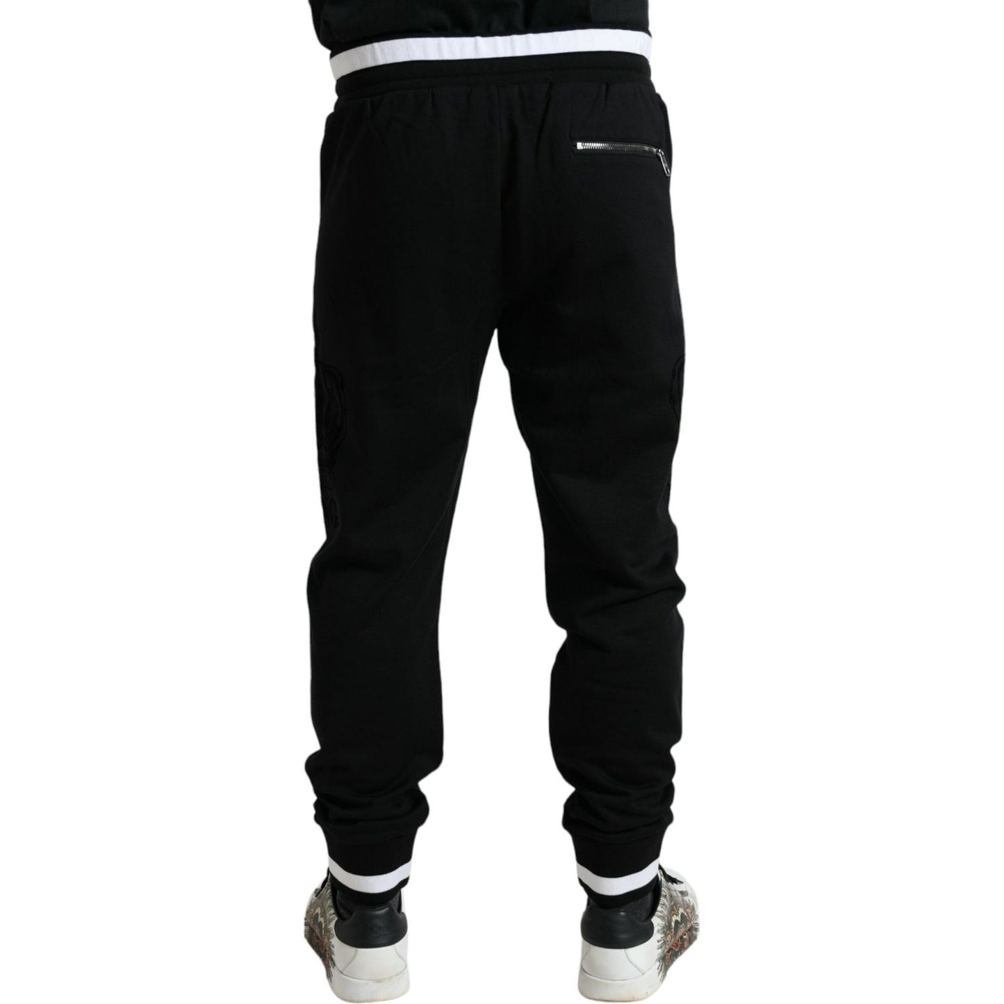 Elegant Black and White Cotton Joggers