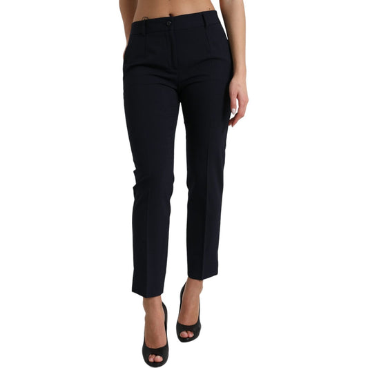 Elegant Mid Waist Tapered Pants in Blue