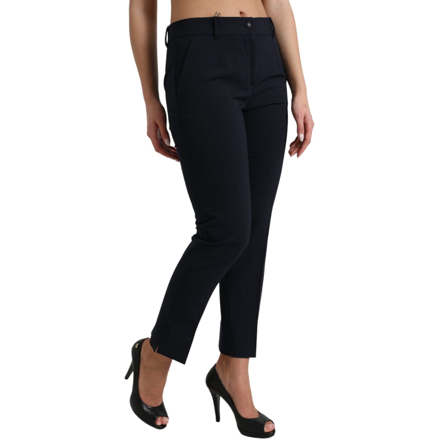 Elegant Mid Waist Tapered Pants in Blue