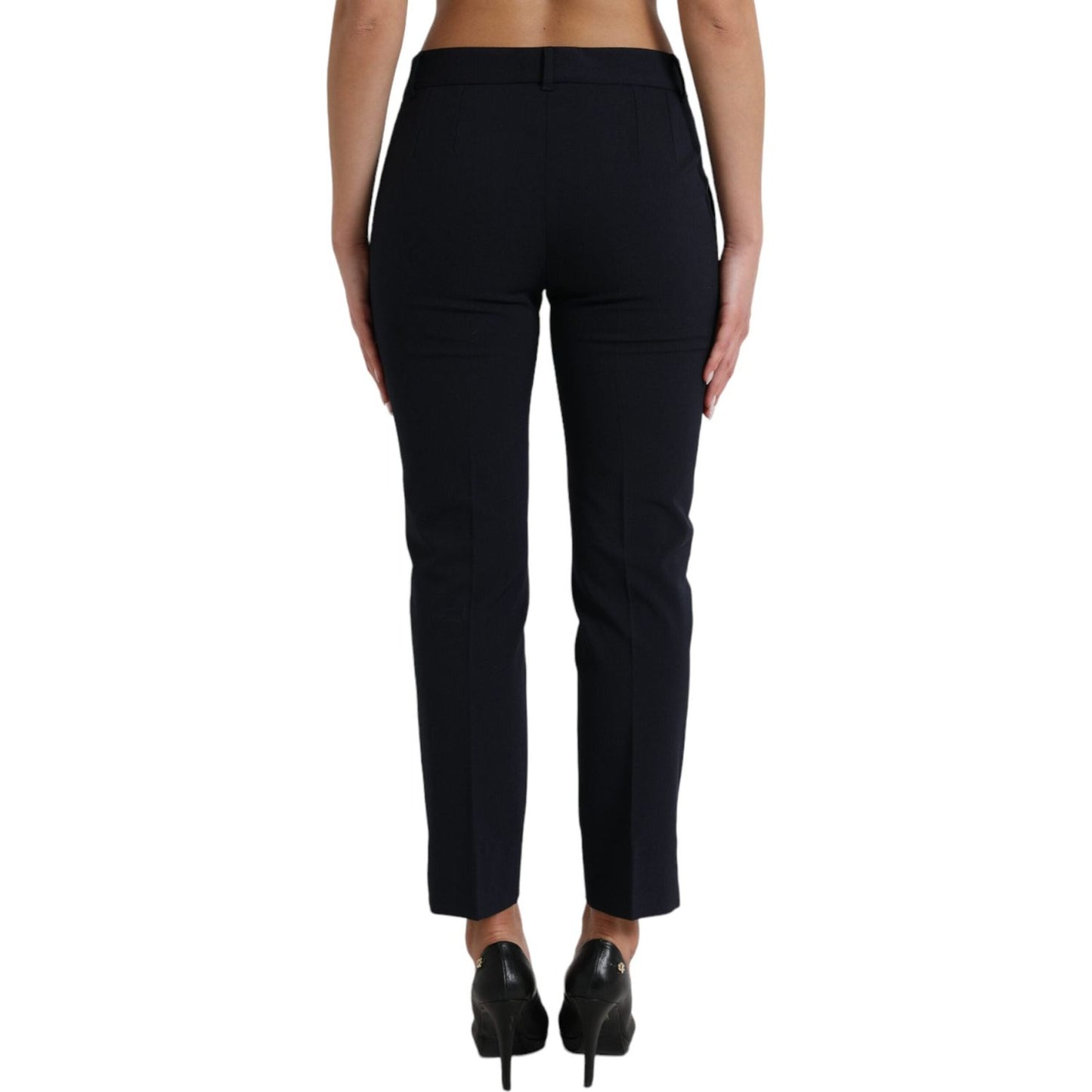 Elegant Mid Waist Tapered Pants in Blue