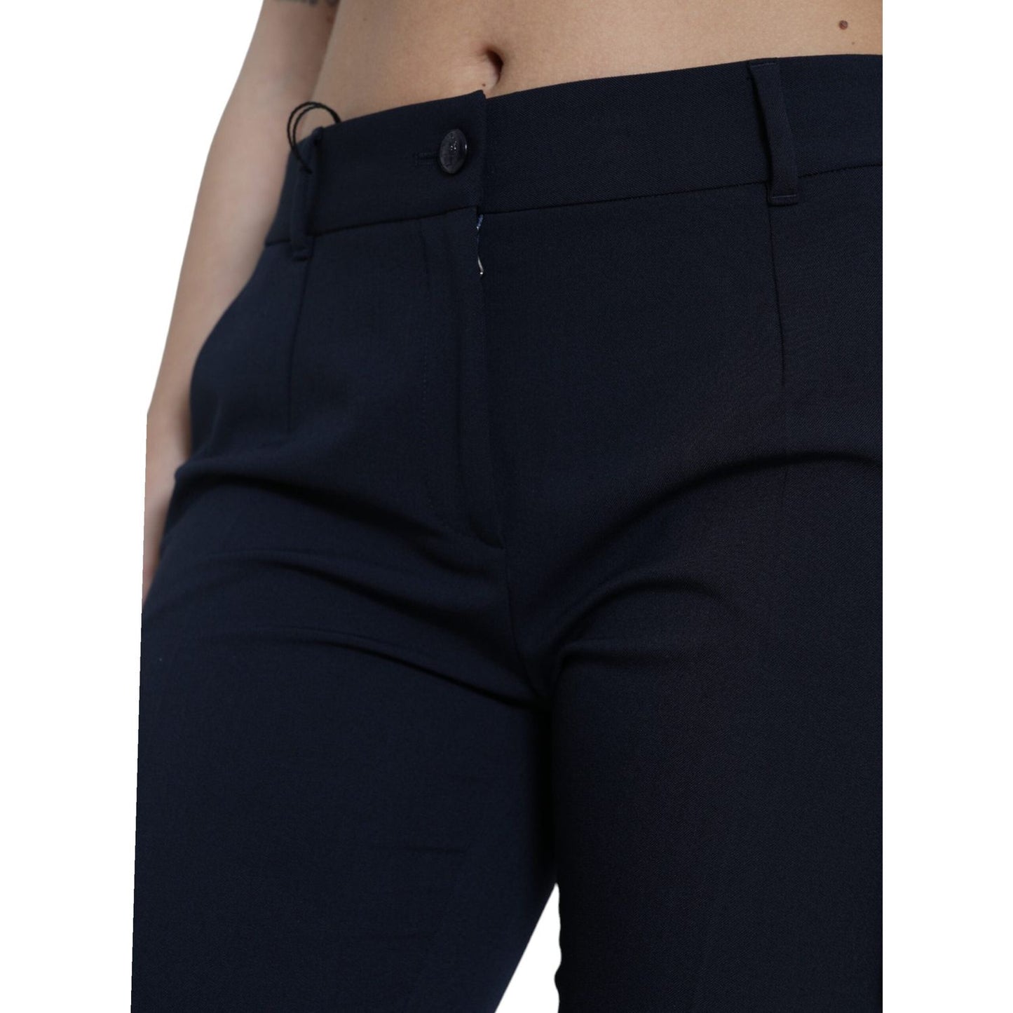 Elegant Mid Waist Tapered Pants in Blue