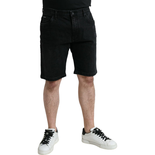 Chic Black Bermuda Denim Shorts