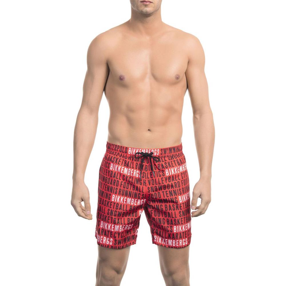 Red All-Over Print Swim Shorts